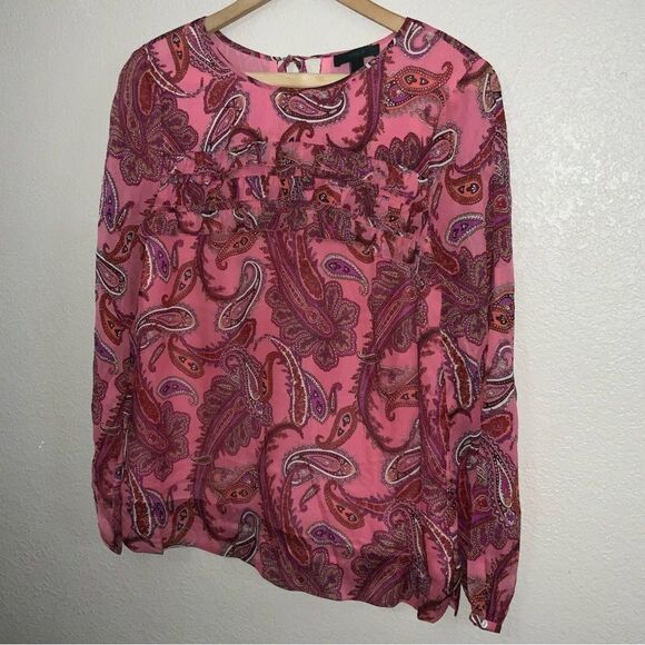J. Crew Silk Blouse Ruffle front chiffon top - Picture 3 of 7